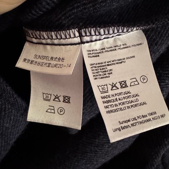 Sunspel England Wool Blend Button Front Flannel Shirt Navy Blue Size Large NEW - Picture 5 of 6